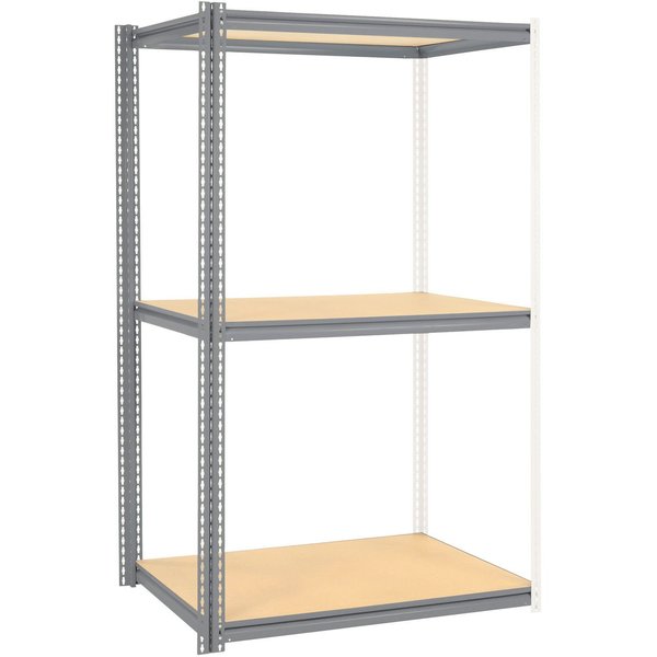 Global Industrial High Cap. Add-On Rack 48Wx24Dx84H 3 Levels Wood Deck 1500 Lb. Per Level GRY 580998GY